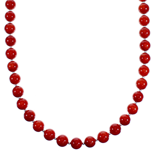 Genuine Sterling Silver Turquoise Coral Bead Necklace RX114727